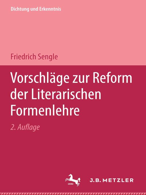 Title details for Vorschläge zur Reform der Literarischen Formenlehre by Friedrich Sengle - Available